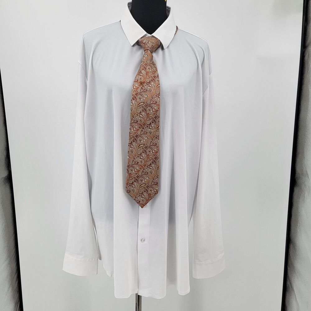 Men’s White Performance Stretch Dress Shirt 3XL Button Lightweight Spaidersilk